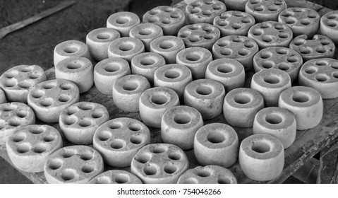 Forms For The Production Of African Beads. Manufacturing In West Africa. Craftsmanship. Black White Photography.