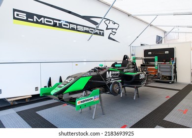 Formula Car In Workshop No People. Vallelunga, Italy, October 29 2021. American Festival Of Rome