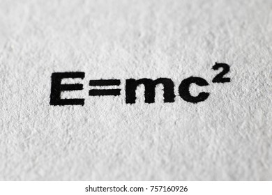 The Formula Of Relativity Theory Printed On Paper. Macro Mode.