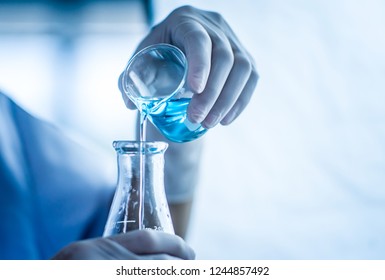 Formulating The Chemical For Medicine,Laboratory Research, Dropping Liquid To Test Tube