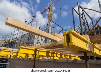 Formwork for monolithic construction. Building construction on monolithic technology. Construction of monolithic walls at a construction site. - Shutterstock ID 2022484268
