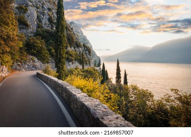 Forra road near Tremosine, Garda Lake, Brescia province, Lombardy, Italy - Shutterstock ID 2169857007