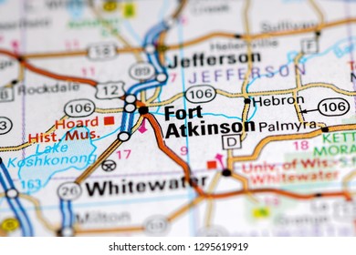 Fort Atkinson Wi Map Fort Atkinson Wisconsin Usa On Map Stock Photo 1295619919 | Shutterstock