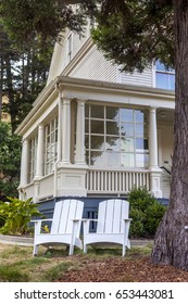 Fort Baker - Chairs In Front Of The Old Officer's Housing. Fort Baker Was At On Time The US Naval Stonghold In The Western United States.