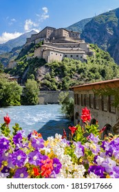 Fort Bard fortified complex in the small city of Bart, Aosta Valley, Italy