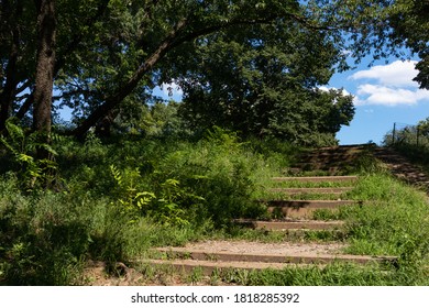 Fort Greene Park Steps Going Up With Green Trees And Plants In Fort Greene Brooklyn New York During Summer