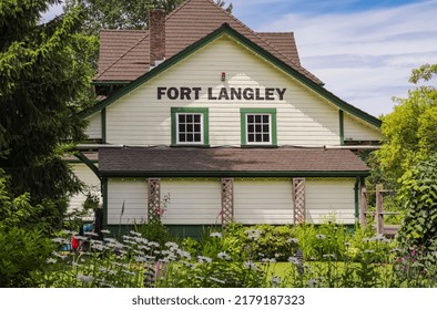 Fort Langley, British Columbia, Canada. Old Train Station On A Summer Day. Historic Side Of Fort Langley With An Old Train Station-July 5,2022-Nobody, Travel Photo