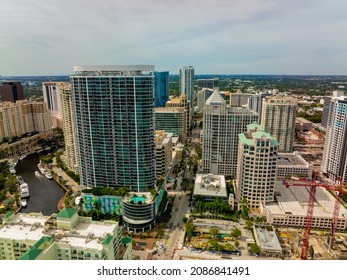 Fort Lauderdale, FL, USA - December 4, 2021: Aerial Photo Downtown Fort Lauderdale Business District