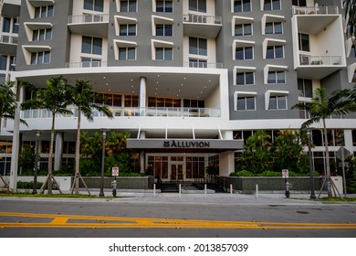 Fort Lauderdale, FL, USA - July 23, 2021: Entrance To Alluvion Las Olas A Residential Rental Condo Building