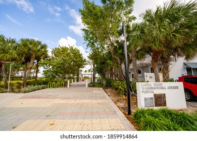 FORT LAUDERDALE, FL, USA - NOVEMBER 22, 2020: Washington Avenue Portal Beach Entrance Lauderdale By The Sea