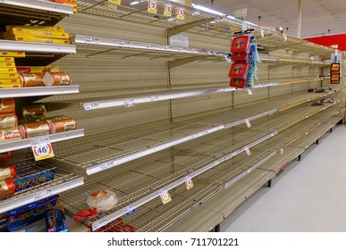 FORT LAUDERDALE, FLORIDA:  Supermarket Bread Aisle Is Sold Out At A Local Grocery Store As Residents Shop And Prepare For Hurricane Irma, A Dangerous Category 5 Hurricane As Seen On September 8, 2017.