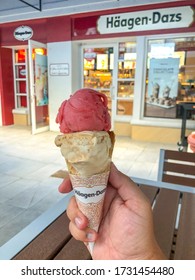 
Fort Lauderdale, Florida. Year 2019: Eating An Ice Cream In A Cone. Häagen-Dazs Brand. Delicious.