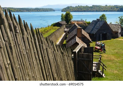 Fort Loudoun Walls And Buildings On The Little Tennessee River
