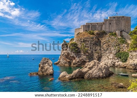 Fort Lovrijenac or St. Lawrence Fortress (Dubrovnik Gibraltar) built in 1018 along a cliff 37 m above sea level in Dubrovnik, Croatia. Location for a famous movie.
