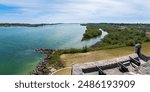 Fort Matanzas National Monument in St. Augustine, Florida. Spanish fort to guard Matanzas Inlet in conjunction with Castillo de San Marcos National Monument. View from Observation Deck of inlet. 