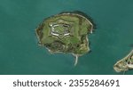 Fort Mitchel, historical island fortress aerial view from above – Bird’s eye view Spike Island, Cork, Ireland