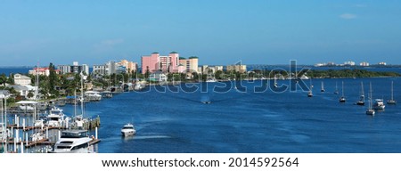Fort Myers Beach skyline and the Mantanza Pass waterway.