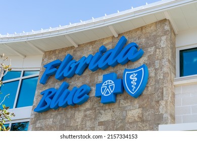 
Fort Myers, Florida, USA - December 31, 2021: Florida Blue Logo Sign On The Building In Fort Myers, Florida, USA. Florida Blue Is An Independent Licensee Of The Blue Cross And Blue Shield Association