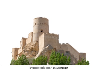 Fort Nakhal, a fortification in Al Batinah Region of Oman, isolated on white background - Shutterstock ID 1572301810