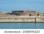Fort Napoleon, military fortress construction at the harbour basin, today museum and hotel, Ostend, West Flanders, Belgium