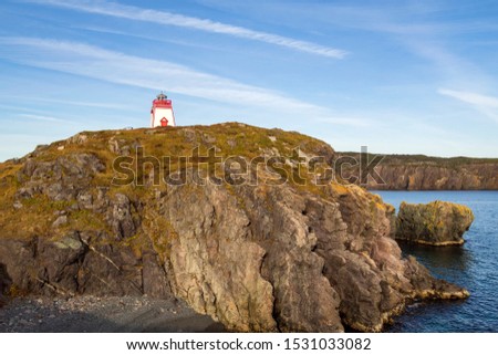 Fort Point lighthouse in Trinity harbour, also known as Admiral's Point, Newfoundland and Labrador, Canada.