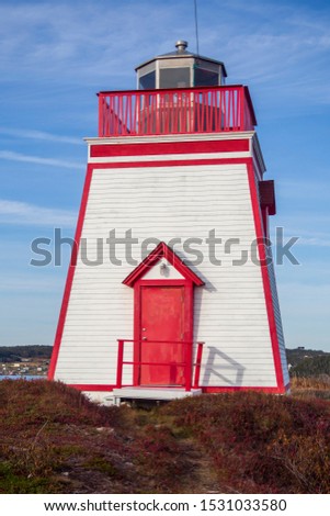 Fort Point lighthouse in Trinity harbour, also known as Admiral's Point, Newfoundland and Labrador, Canada.