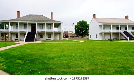 Fort Scott National Historic Site in Kansas. The buildings and grounds represent Fort Scott in the 1840s, when the fort was built to protect the Permanent Indian Frontier. Hospital, infantry barracks.