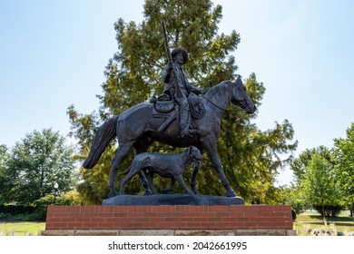 Fort Smith, AR -  Sept. 15, 2021: "Into the Territories" by Harold T Holden is a statue of Bass Reeves, a former slave and one of the first black US Deputy Marshals west of the Mississippi.