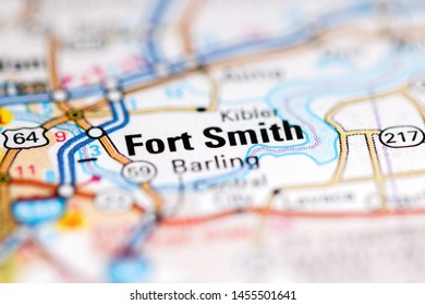 Fort Smith. Arkansas. USA On A Geography Map