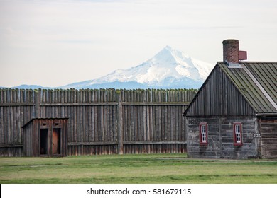 Fort Vancouver, Washington With Mt. Hood As A Backdrop.