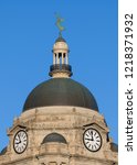 FORT WAYNE, INDIANA, USA - OCTOBER 29, 2018: Clock tower on the dome of the Allen County Courthouse on South Calhoun Street in Fort Wayne