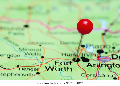 Fort Worth Pinned On A Map Of USA
