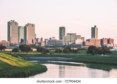 Fort Worth Skyline with Trinity River - Shutterstock ID 727904434