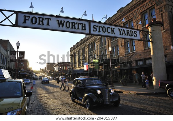 Fort Worth, Teas,\
USA, - March. 24. 2012: Banner at the Fort Worth Stockyards\
Historic District,  former livestock market, now main tourist\
attraction in Fort Worth,\
TX