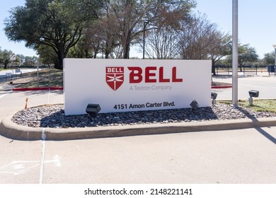 Fort Worth, Texas,  USA - March 19, 2022: The Ground Sign For Bell Textron Company In Fort Worth, TX,  USA. Bell Textron Inc. Is An American Aerospace Manufacturer. 