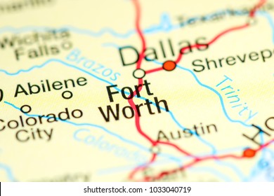 Fort Worth, Texas. USA On A Map