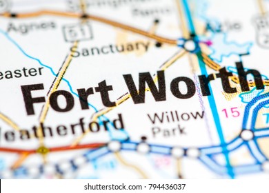 Fort Worth. Texas. USA On A Map