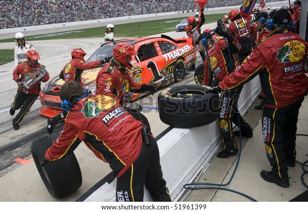 FORT WORTH, TX - APR 19:\
Jamie McMurray comes in for a pit stop at Texas Motor Speedway for\
the running of the Samsung Mobile 500 race  Apr 19, 2010 in Fort\
Worth, TX.