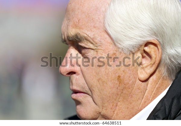 FORT\
WORTH, TX - NOV 06:  Team owner, Roger Penske, walks down pit road\
before a practice session for the AAA Texas 500 race on NOV 6, 2010\
at the Texas Motor Speedway in Fort Worth,\
TX.