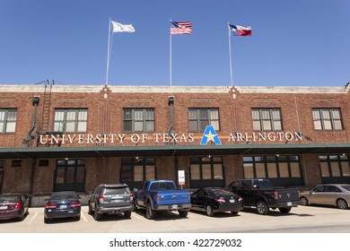 FORT WORTH, USA - APR 6, 2016: University Of Texas Arlington Building In Fort Worth. Texas, United States