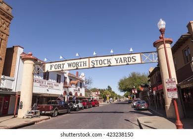 FORT WORTH, USA - APR 6, 2016: Street in the Fort Worth Stockyards historic district. Texas, United States