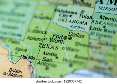 Fort Worth. USA On A Geography Map