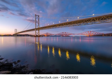 Forth Road Bridge and Forth Rail Bridge, Edinburgh Scotland - Powered by Shutterstock