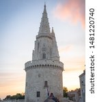 The Fortress La Rochelle,  France. Towers of La Rochelle, Tour de la Lanterne . Town and fortress in western France and seaport on the Bay of Biscay in Atlantic Ocean. Famous Medieval fortifications.