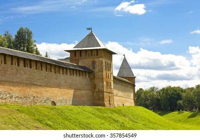Fortress Novgorodsky Kremlin in town Great Novgorod, Russia. - Shutterstock ID 357854549