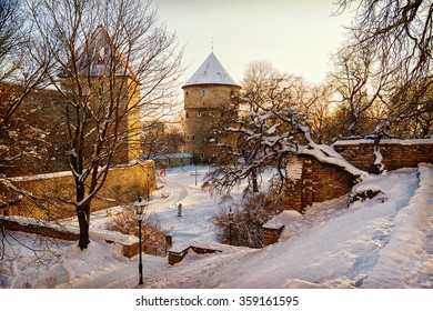 Fortress In Tallinn In The Winter, Estonia