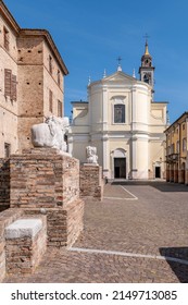 Fortress, Town Hall And Parish Church Of The Holy Family Of Soragna, Parma, Italy