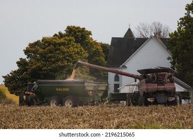 Fortuna, Missouri - October 22, 2020:  Harvest Season In Rural Missouri Farmland.