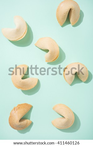 Fortune cookies on the green background