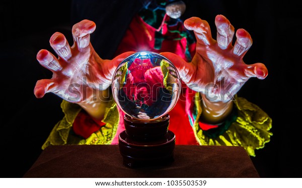 Fortune Teller Works Dark Room Crystal Stock Photo Edit Now